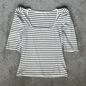 {Banana Republic} Navy & White Striped Top